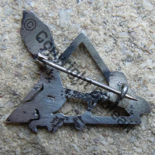 592 GAO.592 RAYACK  Fab Levant Eping bascule arretoir rond Dos strie  Poincon 900 ARGENT MASSIF Peint Src.lapetitebrocdechacha 2440EurInv 